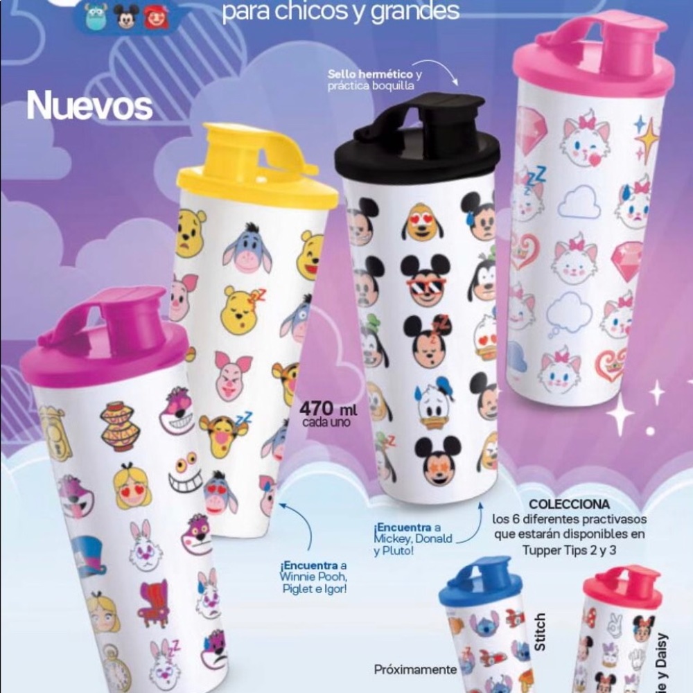 Tupperware Disney Emoji Tumblers 16oz each Set of4